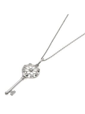 Tiffany & Co Floral Key Diamond Necklace 18K White Gold